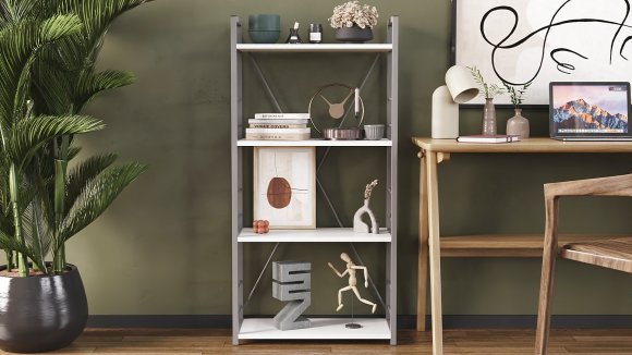 Етажерка 4/60 Ferrum-decor Серії Конект 120x60x28 сірий ДСП Біле 16мм (FRD-104248)