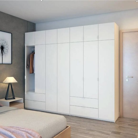 Шафа для одягу Doros Лукас Біла 3+4 ДСП 280х50х240 DRS-011686 (42005118) Шафа для одягу Doros Лукас Біла 3+4 ДСП 280х50х240 DRS-011686 (42005118)