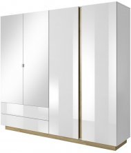 Шафа для одягу Perfect Home Арко / Arco 4-дверна з дзеркалом 4D2S/220 Білий глянець/дуб грандсон (PFH-091041) Шафа для одягу Perfect Home Арко / Arco 4-дверна з дзеркалом 4D2S/220 Білий глянець/дуб грандсон (PFH-091041)