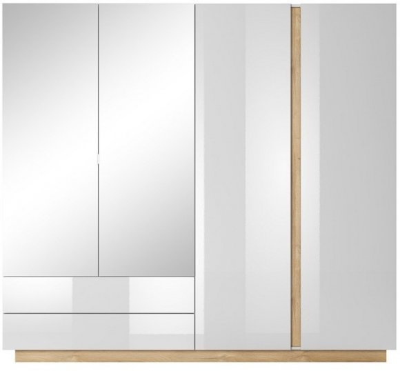 Шафа для одягу Perfect Home Арко / Arco 4-дверна з дзеркалом 4D2S/220 Білий глянець/дуб грандсон (PFH-091041) Шафа для одягу Perfect Home Арко / Arco 4-дверна з дзеркалом 4D2S/220 Білий глянець/дуб грандсон (PFH-091041)