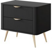 Тумба приліжкова Perfect Home Ланте / Lante з 2 шухлядами і золотими ніжками 2S Чорний (PFH-091195) Тумба приліжкова Perfect Home Ланте / Lante з 2 шухлядами і золотими ніжками 2S Чорний (PFH-091195)