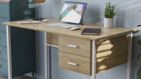 Письмовий стіл Ferrum-decor Дакота 75x120x70 білий ДСП Дуб Сонома 16мм (FRD-102117)