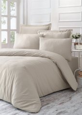 Постільний комплект 200х220 см Stripe Sateen Line бежевий