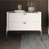 Тумба приліжкова LION Wood з двома шухлядами Німфея Альба (білий) (чорні ножки) (LION-041358) ТОП Тумба приліжкова LION Wood з двома шухлядами Німфея Альба (білий) (чорні ножки) (LION-041358) ТОП