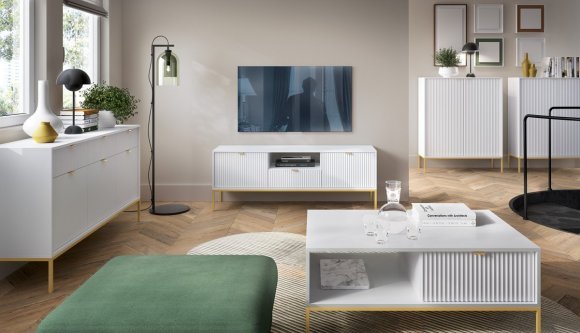 Комод Perfect Home Нова / Nova 3-дверний з 3 шухлядами і золотими ніжками KSZ154 Білий (PFH-091241)