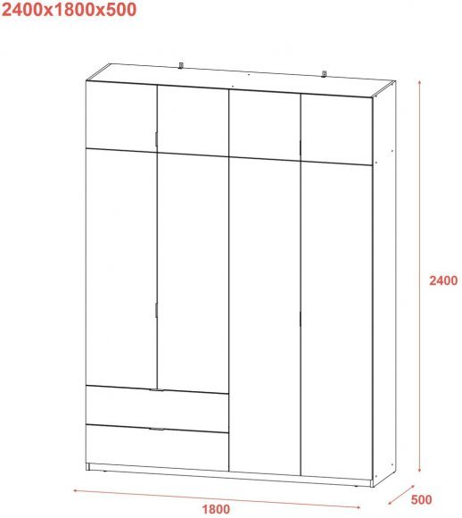 Шафа розпашна з антресоллю Doros Лукас 180х50х240 см Канноло (DRS-011882)