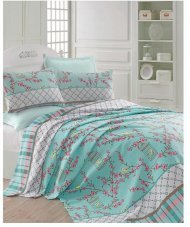 Покривало піке Birdcage turkuaz бірюзовий вафельне 200х235 см 2000008487542