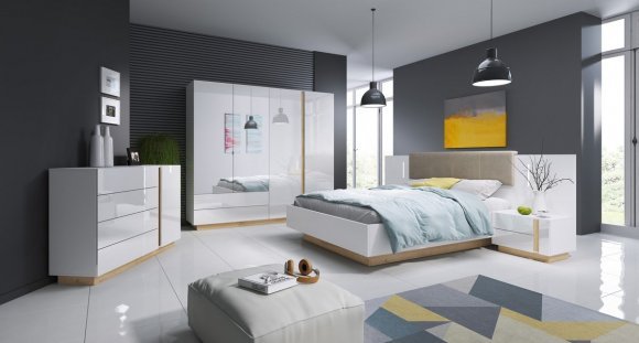 Ліжко (каркас) Perfect Home Арко / Arco 160 з м'яким ізголів'ям двоспальне Білий глянець/дуб грандсон (PFH-091045) Ліжко (каркас) Perfect Home Арко / Arco 160 з м'яким ізголів'ям двоспальне Білий глянець/дуб грандсон (PFH-091045)