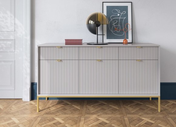Комод Perfect Home Нова / Nova 3-дверний з 3 шухлядами і золотими ніжками KSZ154 Сірий (PFH-091243) Комод Perfect Home Нова / Nova 3-дверний з 3 шухлядами і золотими ніжками KSZ154 Сірий (PFH-091243)