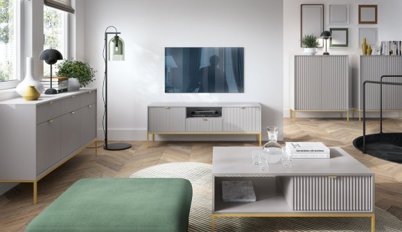 Комод Perfect Home Нова / Nova 3-дверний з 3 шухлядами і золотими ніжками KSZ154 Сірий (PFH-091243) Комод Perfect Home Нова / Nova 3-дверний з 3 шухлядами і золотими ніжками KSZ154 Сірий (PFH-091243)