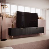 Тумба під телевізор Perfect Home Ланте / Lante 2-дверна з золотими ніжками 2D/200 Чорний (PFH-091193)