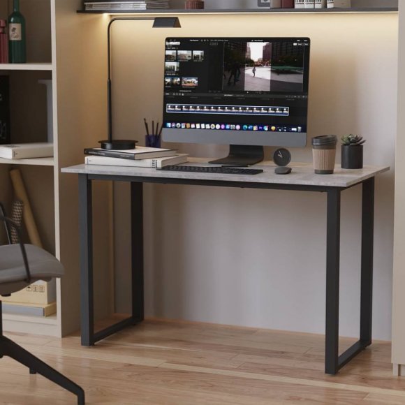 Стіл письмовий Кнап 2 Ferrum-decor 750x1400x700 Чорний метал ДСП Бетон 16 мм (FRD-106432)