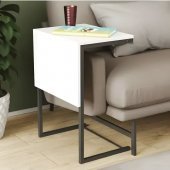 Стіл журнальний приставний Террі Комбо Ferrum-decor 345x662x440 Чорний метал ДСП Біле 16 мм (FRD-105136)