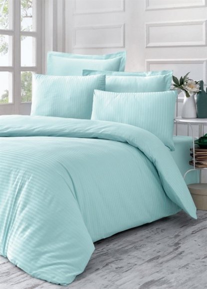 Постільний комплект 200х220 см Stripe Sateen Line м'ятний