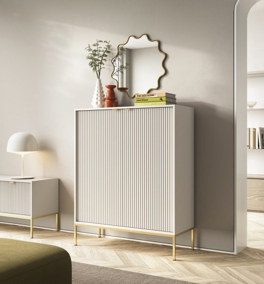 Комод високий Perfect Home Нова / Nova 2-дверний з золотими ніжками K104 Кашемір (PFH-091237)