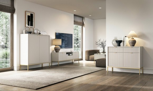 Комод високий Perfect Home Нова / Nova 2-дверний з золотими ніжками K104 Кашемір (PFH-091237)