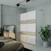 Шафа-купе двохдверна Doros L-Caiser 180х60х213 см Білий/Дуб клондайк (DRS-011043)