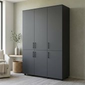 Шафа для одягу Doros Торн Антрацит 3 ДСП (штанга) 135х51.6х200 (DRS-012083)