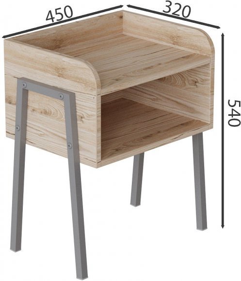 Тумба модульна Ferrum-decor Джузі 540x450x320 метал Сірий ДСП Дуб Сан-Марино 16 мм (FRD-102983)