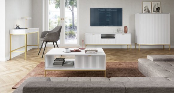 Комод високий Perfect Home Нова / Nova 2-дверний з золотими ніжками K104 Білий (PFH-091233)