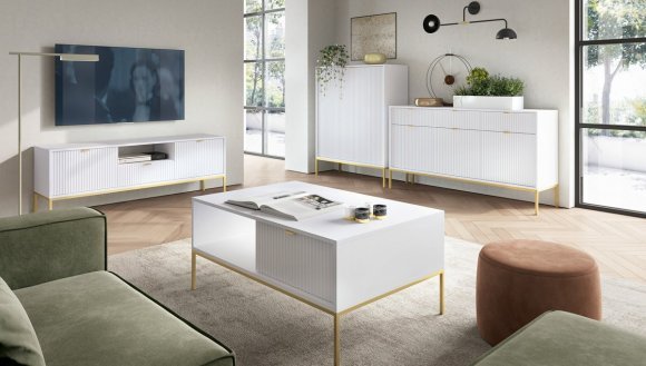 Комод високий Perfect Home Нова / Nova 2-дверний з золотими ніжками K104 Білий (PFH-091233)