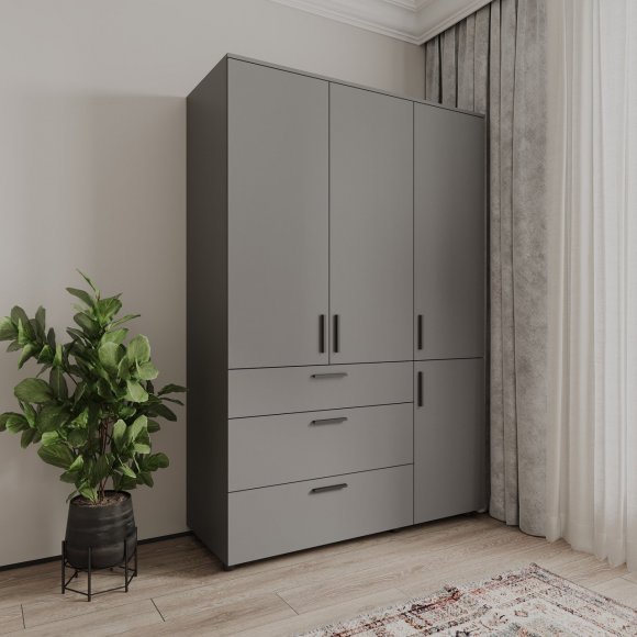Шафа для одягу Doros Торн Антрацит 3 ДСП/3Ш (полиці) 135х51.6х200 (DRS-012084) Шафа для одягу Doros Торн Антрацит 3 ДСП/3Ш (полиці) 135х51.6х200 (DRS-012084)