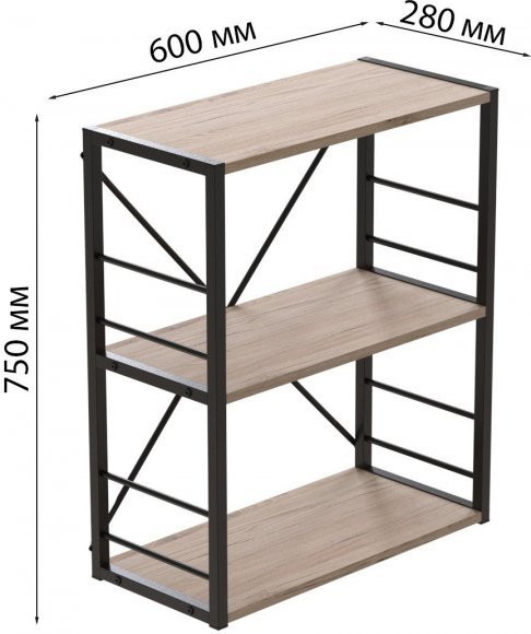 Етажерка 3/60 Ferrum-decor Серії Конект 73x60x28 чорний ДСП Дуб Сан-Марино 16мм (FRD-104255) Етажерка 3/60 Ferrum-decor Серії Конект 73x60x28 чорний ДСП Дуб Сан-Марино 16мм (FRD-104255)