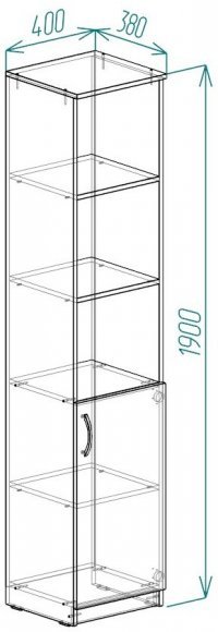 Пенал Анжело Ferrum-decor на 4 полиці з 1 дверима 1900x400x380 ДСП Біле 16 мм (FRD-104911) Пенал Анжело Ferrum-decor на 4 полиці з 1 дверима 1900x400x380 ДСП Біле 16 мм (FRD-104911)