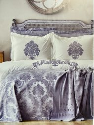 Набір постільний з покривалом + плед Adrienne gri сірий євро (10) svt-2000022285407