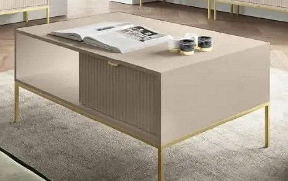 Стіл журнальний Perfect Home Нова / Nova з 2 шухлядами та золотими ніжками L104 Кашемір (PFH-091259) Стіл журнальний Perfect Home Нова / Nova з 2 шухлядами та золотими ніжками L104 Кашемір (PFH-091259)