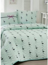 Покривало стьобане з наволочкою Flamingo Mint 160х220 см svt-2000022275330