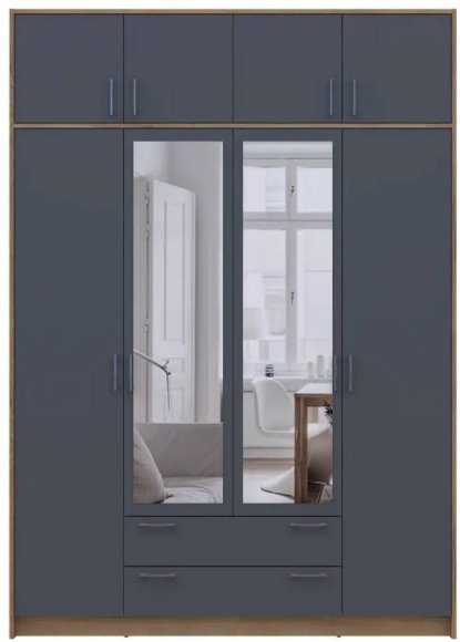 Антресоль Doros Ронді Дуб Артизан/Графіт 4 ДСП 160х52х41 DRS-011604 (80737832)