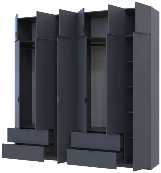 Шафа для одягу Doros Лукас Графіт 3+3 ДСП 240х50х240 DRS-011693 (42005109) Шафа для одягу Doros Лукас Графіт 3+3 ДСП 240х50х240 DRS-011693 (42005109)