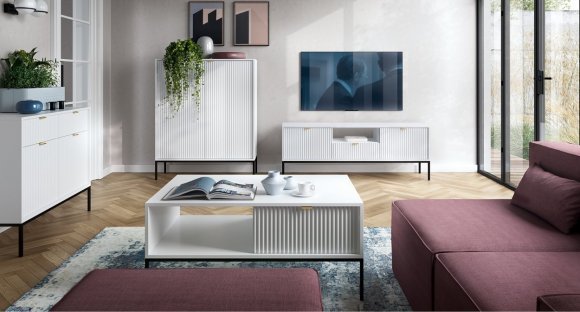 Комод високий Perfect Home Нова / Nova 2-дверний з чорними ніжками K104 Білий (PFH-091232)