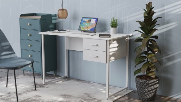 Письмовий стіл Ferrum-decor Дакота 75x140x70 білий ДСП Біле 16мм (FRD-102126)