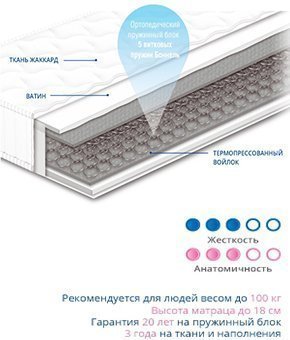 Матрац пружинний Чемпіон 1 70х190х16 см
