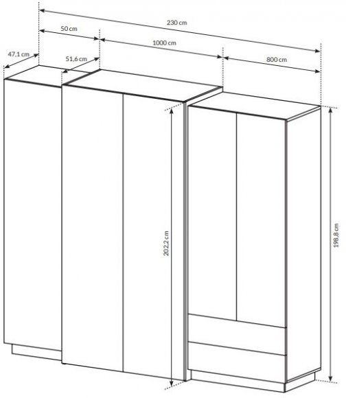Шафа для одягу Perfect Home 3Д / 3D 4-дверна 4D2S/230 Білий/дуб крафт золотий (PFH-091047)