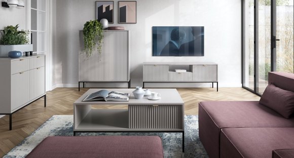 Комод високий Perfect Home Нова / Nova 2-дверний з чорними ніжками K104 Сірий (PFH-091234)