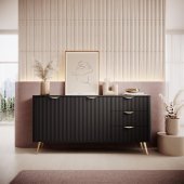 Комод Perfect Home Ланте / Lante 2-дверний з 3 шухлядами і золотими ніжками 2D3S/163 Чорний (PFH-091191) Комод Perfect Home Ланте / Lante 2-дверний з 3 шухлядами і золотими ніжками 2D3S/163 Чорний (PFH-091191)
