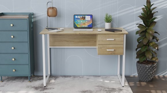 Письмовий стіл Ferrum-decor Дакота 75x140x70 білий ДСП Дуб Сонома 16мм (FRD-102127)