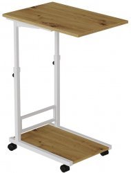 Стіл приставний Ferrum-decor Френу 62x40x60 метал Білий ДСП Дуб Артизан 16мм (FRD-102517)