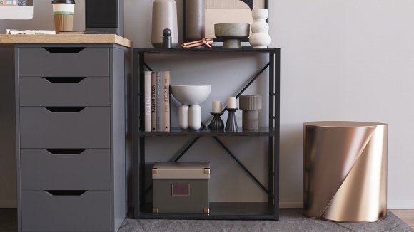 Етажерка 3/60 Ferrum-decor Серії Конект 73x60x28 чорний ДСП Сосна Кембра 16мм (FRD-104259)