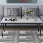 Стіл трансформер журнальний Dandi Small Ferrum-decor 45x120 160)x60 Чорний метал ДСП Білий 16 мм (FRD-106791)