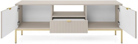 Тумба під телевізор Perfect Home Нова / Nova 2-дверна з 1 шухлядою і золотими ніжками RTV154 Кашемір (PFH-091228)