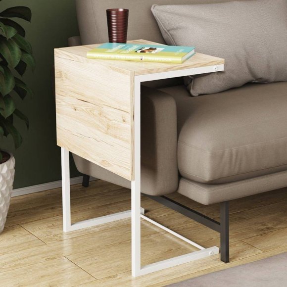 Стіл журнальний приставний Террі Комбо Ferrum-decor 345x662x440 Білий метал ДСП Дуб Сан-Марино 16 мм (FRD-105144) Стіл журнальний приставний Террі Комбо Ferrum-decor 345x662x440 Білий метал ДСП Дуб Сан-Марино 16 мм (FRD-105144)