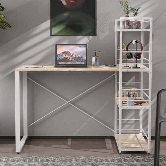 Письмовий стіл Ferrum-decor Серії Конект з етажеркою 75x120x60 білий ДСП Дуб Сан-Марино 16мм (FRD-104226) Письмовий стіл Ferrum-decor Серії Конект з етажеркою 75x120x60 білий ДСП Дуб Сан-Марино 16мм (FRD-104226)