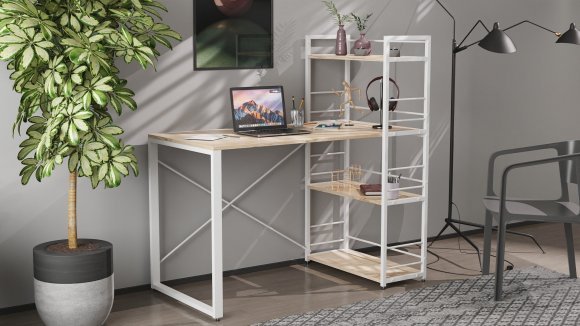 Письмовий стіл Ferrum-decor Серії Конект з етажеркою 75x120x60 білий ДСП Дуб Сан-Марино 16мм (FRD-104226) Письмовий стіл Ferrum-decor Серії Конект з етажеркою 75x120x60 білий ДСП Дуб Сан-Марино 16мм (FRD-104226)