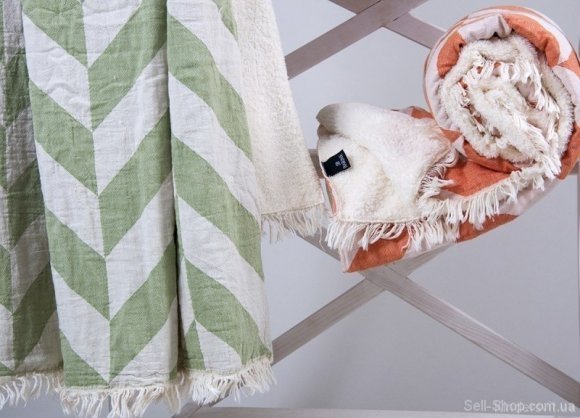 Плед мікроплюш 125x170 см Fishbone Throw Green Eyes