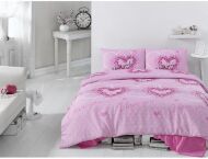 Постільна білизна Sueno Pembe ранфорс євро 200х220 см Постільна білизна Sueno Pembe ранфорс євро 200х220 см