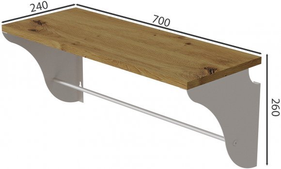 Настінна полиця Ferrum-decor Комфі 260x700x240 метал Білий ДСП Дуб Артизан 16 мм (FRD-102770) Настінна полиця Ferrum-decor Комфі 260x700x240 метал Білий ДСП Дуб Артизан 16 мм (FRD-102770)